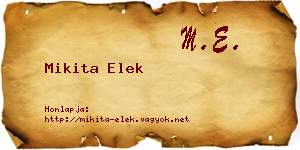 Mikita Elek névjegykártya
